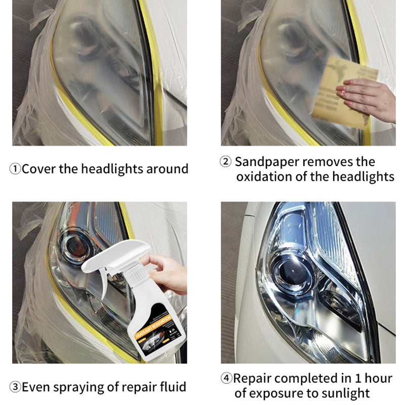 💡 Spray Rénovateur Phares Voiture 🚗 – Élimine le Jaunissement et l'Opacité, Protection UV Durable, Visibilité Nocturne Améliorée 🌙🔍