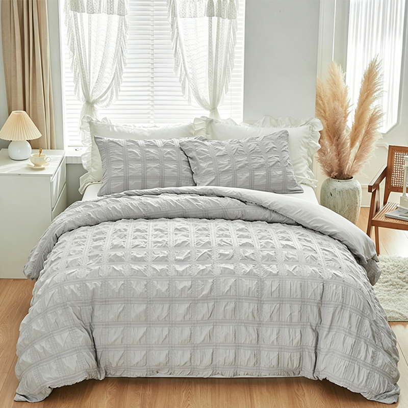 📢📢Dernier jour – 50 % de réduction !! ⏰Parure de lit minimaliste – Tissu seersucker texturé ☁️ Confortable et léger
