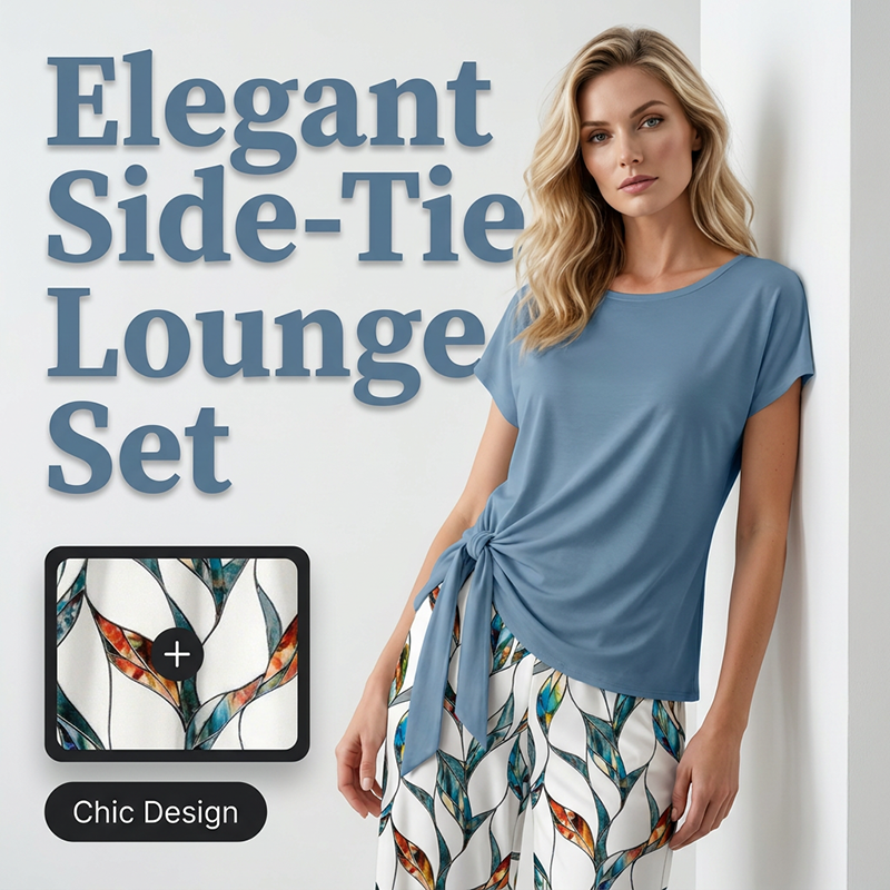 👗 50 % DE RÉDUCTION MAINTENANT ! 🔥 Ensemble femme : haut à lacets latéraux et pantalon à motifs – Doux et réglable – Parfait pour les vacances d'été ou le complexe – ambiance tropicale et légère 👖