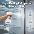 ❄️ Spray Dégivrant Rapide pour Réfrigérateur & Congélateur – 120ml, Formule Non Toxique, Sûr pour les Aliments, Buse Ergonomique – Pour Réfrigérateurs, Minibars, Caves à Vin & Machines à Glaçons 🧄🔫