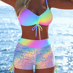 🩱 Maillot de Bain Femme Bandeau - 50% DE RÉDUCTION ! 💥 Ensemble Bikini avec Shorty, Réglable, Sculptant, Nombreux Coloris 🎨