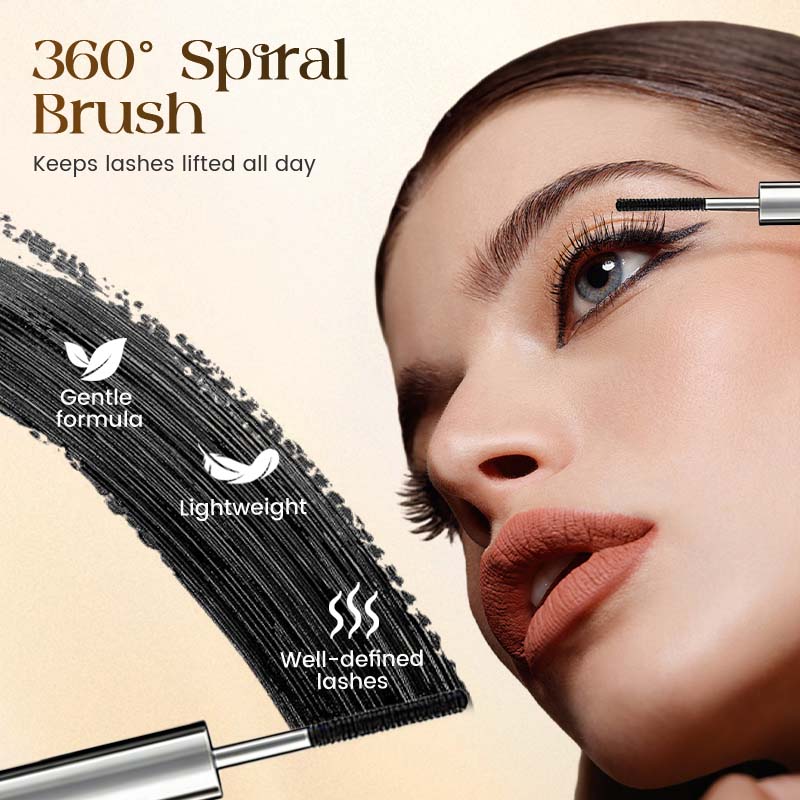 👁️✨Mascara Imperméable et Recourbant - Volume & Longueur | Brosse Spirale 360° | Effet Cils Séparés sans Paquets | Léger et Confortable | Noir | 3,5 g | Idéal pour le Maquillage Quotidien