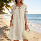 👗 Robe Tunique Col V pour Femme 🏖️✨ - Coupe Confortable | Poches | Respirante | 9 Couleurs | Tailles S-2XL | 50% DE RÉDUCTION
