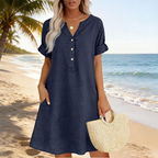 👗 Robe Tunique Col V pour Femme 🏖️✨ - Coupe Confortable | Poches | Respirante | 9 Couleurs | Tailles S-2XL | 50% DE RÉDUCTION