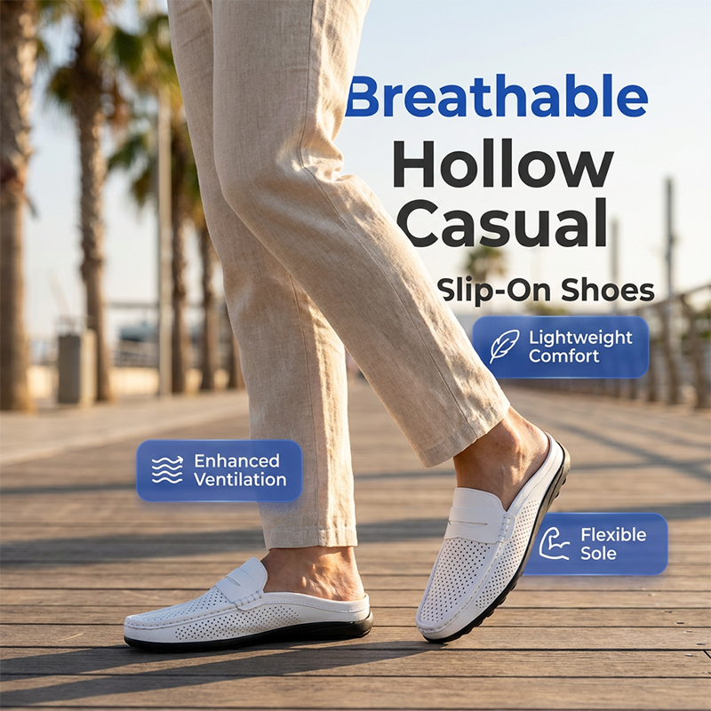 👞 50 % DE RÉDUCTION POUR UNE DURÉE LIMITÉE ! 🌊 Mocassins décontractés respirants pour hommes sans lacets – Tige perforée, semelle souple, design sans talon ✨