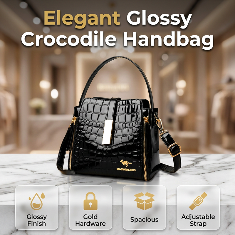 👜 50% DE RÉDUCTION POUR UNE DURÉE LIMITÉE ! ✨ Sac à main femme en crocodile brillant – Structuré, détails dorés, spacieux et élégant 💼