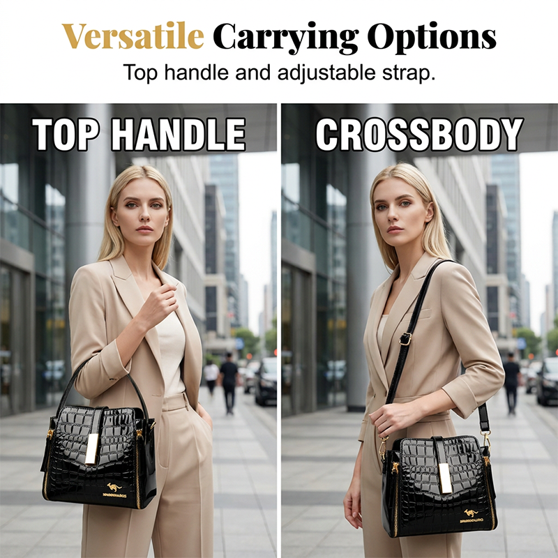 👜 50% DE RÉDUCTION POUR UNE DURÉE LIMITÉE ! ✨ Sac à main femme en crocodile brillant – Structuré, détails dorés, spacieux et élégant 💼