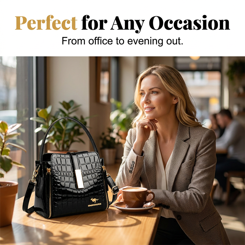 👜 50% DE RÉDUCTION POUR UNE DURÉE LIMITÉE ! ✨ Sac à main femme en crocodile brillant – Structuré, détails dorés, spacieux et élégant 💼