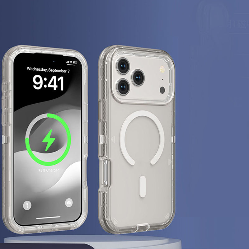 Coque magnétique transparente antichoc pour téléphones des séries 13 à 17
