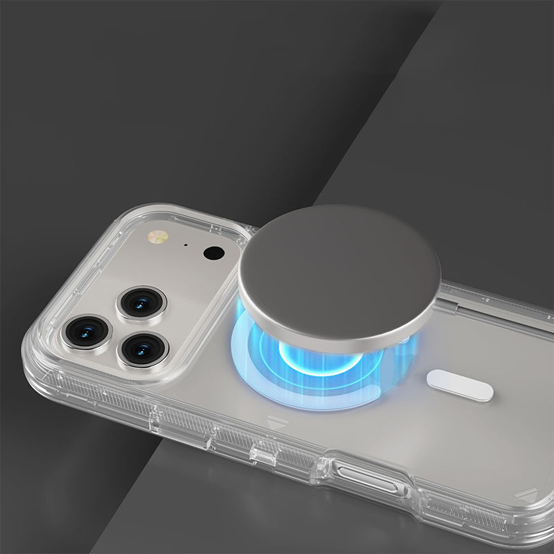Coque magnétique transparente antichoc pour téléphones des séries 13 à 17