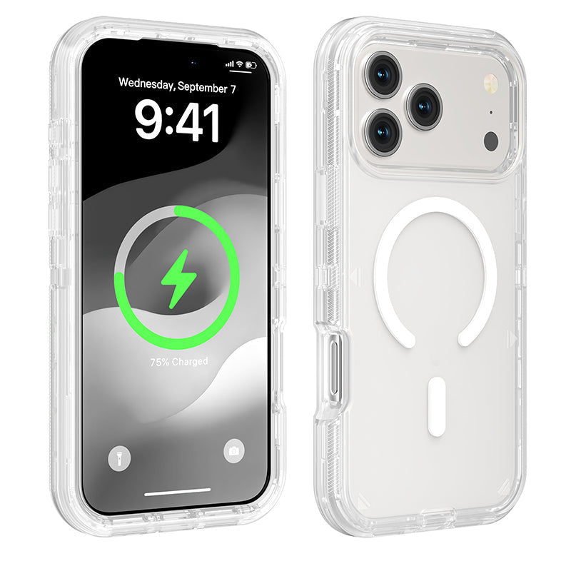 Coque magnétique transparente antichoc pour téléphones des séries 13 à 17
