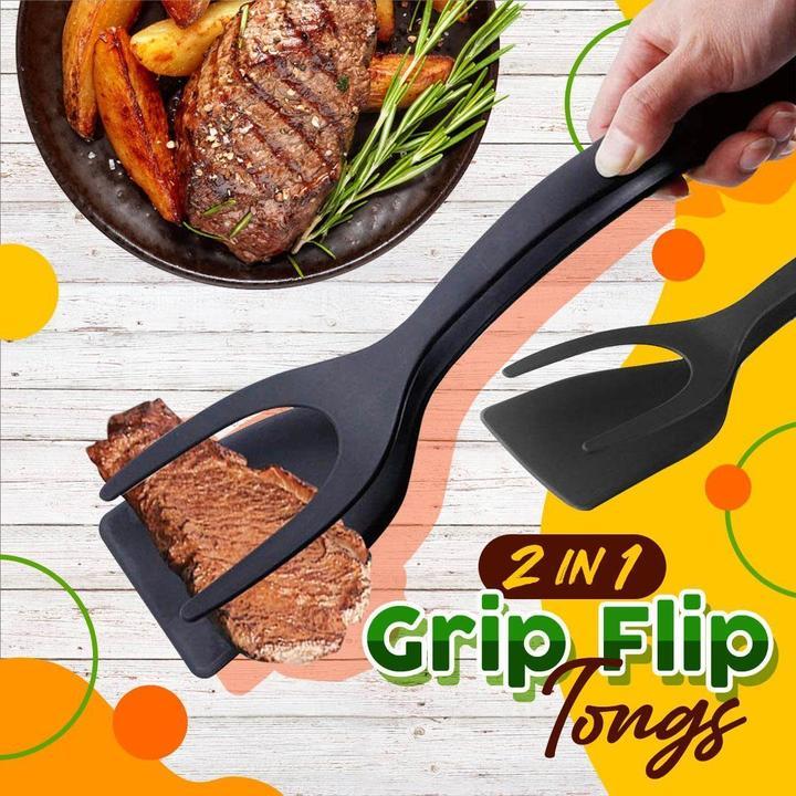 Fini les poêles rayées ! 🔥 Pince et Spatule 2-en-1 | Silicone Souple Antiadhésif et Résistant à la Chaleur