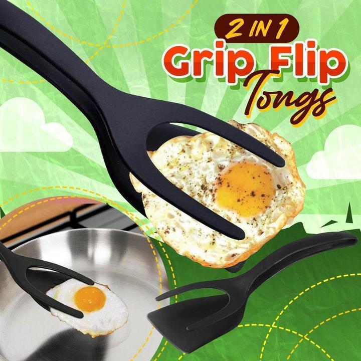 Fini les poêles rayées ! 🔥 Pince et Spatule 2-en-1 | Silicone Souple Antiadhésif et Résistant à la Chaleur