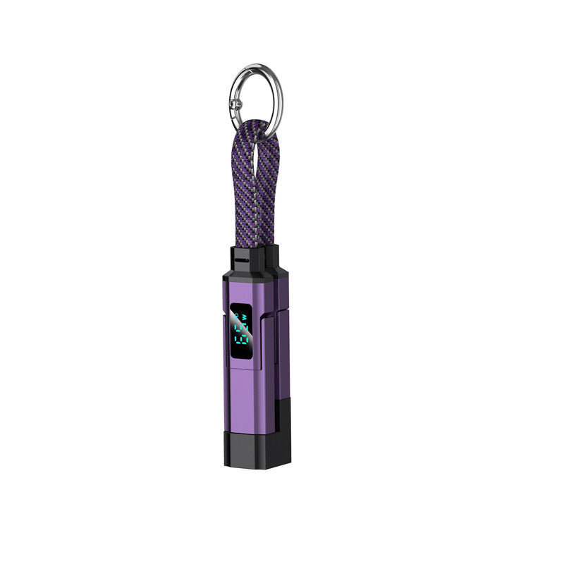 ⚡ Câble de Charge 4 en 1 avec Porte-clés – Affichage Numérique de la Puissance en Temps Réel | Nylon Tressé | Jusqu'à 65W+27W | Multi-appareil | 4 Couleurs | Ultra-Portable 📱🔋