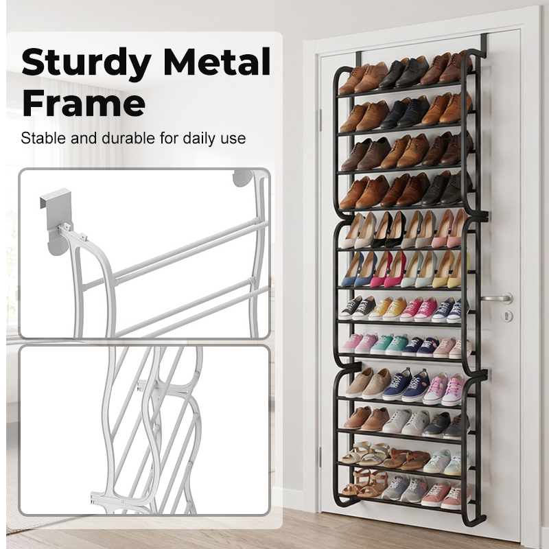 👟 Range-chaussures de porte – 24 poches et installation sans outil – Convient aux portes standard, jusqu'à 24 paires – parfait pour l'entrée ou le placard 🚪✨