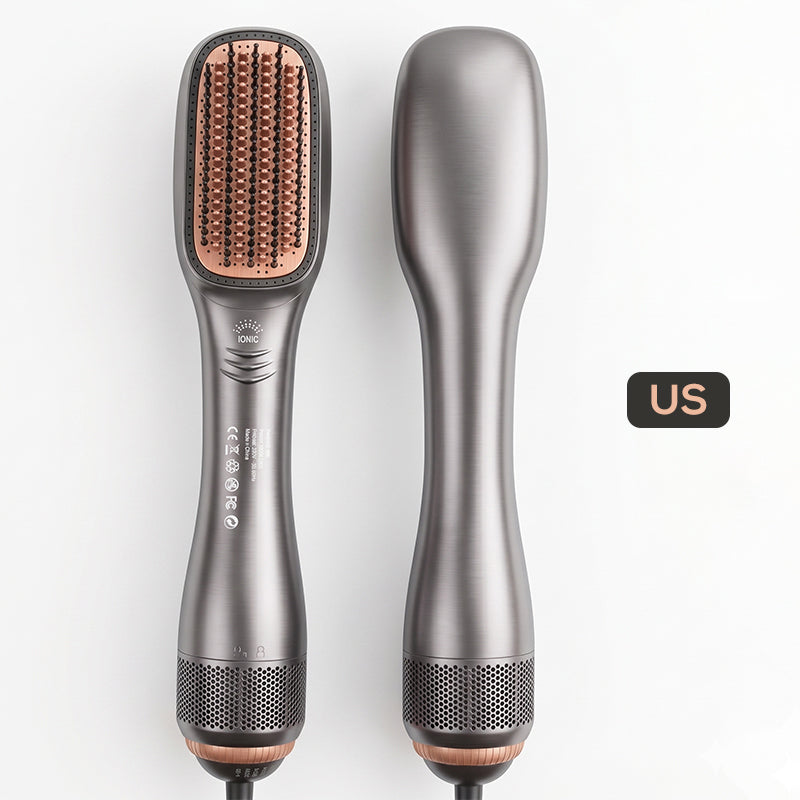 💇‍♀️ Brosse Sèche-Cheveux Professionnelle 3-en-1 – 1000W, Plaques Flottantes, Tête Plate Extra-Large, 110-220V, Poignée Antidérapante – 2 Couleurs ✨🌿