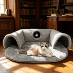 Niche tunnel 2 en 1 en peluche pour chats