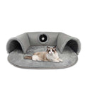 Niche tunnel 2 en 1 en peluche pour chats