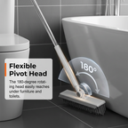 🧹Brosse 2 en 1 pour Joints & Coins avec Raclette de Sol – Manche Long en Acier Inoxydable 106cm, Tête Articulée 120°, Poils Durs + Caoutchouc Raclette, 2 Couleurs – Pour Carrelage, Salles de Bain & Sols 🏠💧