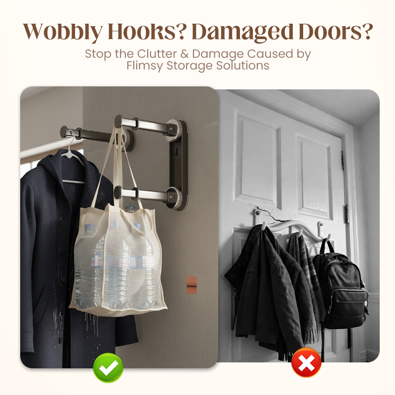 👕Cintre Pliable à Ventouse | Fixation Sans Perçage et Télescopique Gain de Place 🧲 | Idéal pour Salle de Bain, Balcon et Entrée 🏠 | ABS Résistant en 3 Modèles 🛡️