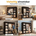 👗 Armoire Penderie Ouverte Portable – Structure en Acier | Tissu Respirant | Barre de Penderie + Étagères | 3 Tailles | Noir ou Gris | Montage Facile | Pour Chambre & Dressing 🏠✨