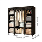 👗 Armoire Penderie Ouverte Portable – Structure en Acier | Tissu Respirant | Barre de Penderie + Étagères | 3 Tailles | Noir ou Gris | Montage Facile | Pour Chambre & Dressing 🏠✨