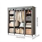 👗 Armoire Penderie Ouverte Portable – Structure en Acier | Tissu Respirant | Barre de Penderie + Étagères | 3 Tailles | Noir ou Gris | Montage Facile | Pour Chambre & Dressing 🏠✨