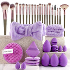 💄✨ Kit Complet Pinceaux & Éponges Maquillage – Ensemble 40/51 Pièces, Éponge Gonflable à l'Eau, Double Usage Poudre & Liquide – 5 Variantes de Couleur 🌸