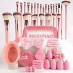 💄✨ Kit Complet Pinceaux & Éponges Maquillage – Ensemble 40/51 Pièces, Éponge Gonflable à l'Eau, Double Usage Poudre & Liquide – 5 Variantes de Couleur 🌸