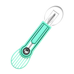 🍉 Ensemble 3 en 1 : Cuillère à Melon, Couteau à Sculpter et Trancheuse – Acier Inoxydable, Poignée Antidérapante en PP, Empilable, 6 Couleurs – Pour Fruits, Desserts et Buffets 🍊🔪