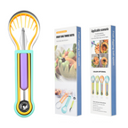 🍉 Ensemble 3 en 1 : Cuillère à Melon, Couteau à Sculpter et Trancheuse – Acier Inoxydable, Poignée Antidérapante en PP, Empilable, 6 Couleurs – Pour Fruits, Desserts et Buffets 🍊🔪