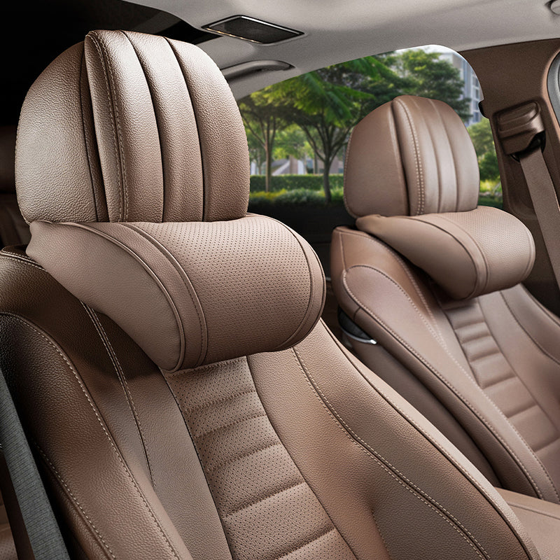 🚗 Set de Coussins Ergonomiques pour Voiture – Appui-tête + Support Lombaire en Mousse à Mémoire de Forme | Cuir PU Respirant | Confort & Posture Parfaite 💪✨
