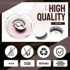 👁️ Faux cils autocollants sans colle | ✨ Pose en 3 secondes et effet naturel | 🔄 Réutilisables et hypoallergéniques | 🌸 Lot de 3 paires en 7 styles