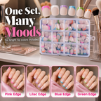 💅✨ Ongles Press-On Color Pop 🌈🌸 - French Manucure Colorée | Application en Quelques Minutes | Kit de 144/288 Pièces | Style Salon à Domicile