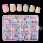 💅✨ Ongles Press-On Color Pop 🌈🌸 - French Manucure Colorée | Application en Quelques Minutes | Kit de 144/288 Pièces | Style Salon à Domicile