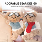 ❄️Offre d'été : 50 % de réduction !🧸Boîte à mouchoirs en forme d'ours en peluche pour voiture – Distributeur mignon à accrocher pour appuie-tête, siège et intérieur