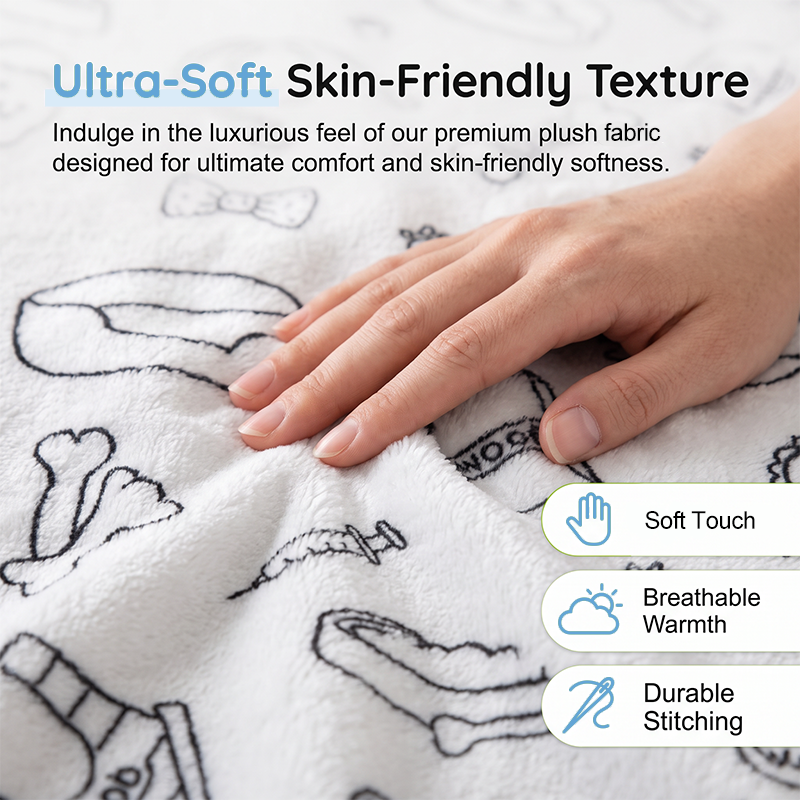 🎨 Kit Couverture à Colorier Soi-Même | Tissu Doux et Agréable au Toucher 🤗 | Feutres Lavables, Se Redessine à l'Infini 🖍️ | Créativité et Détente pour Toute la Famille 🧡 | 2 Tailles : 70×100 et 100×140 cm 📏