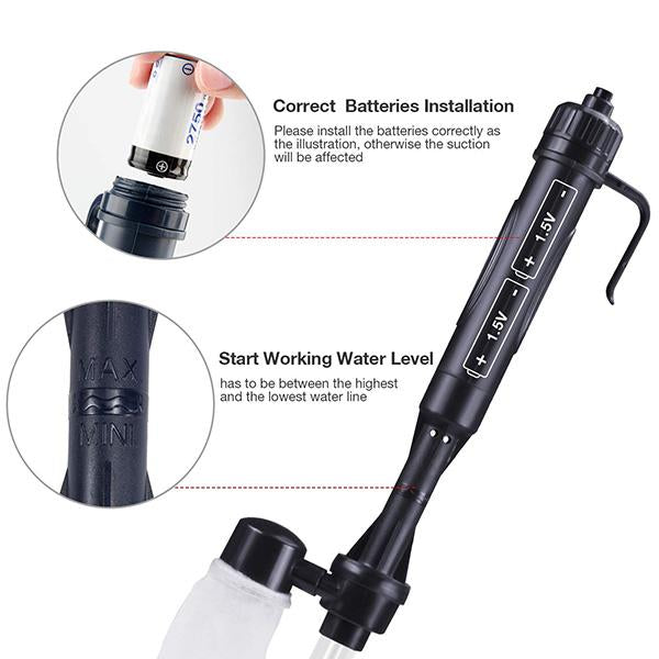 🐠 Nettoyeur électrique de gravier d'aquarium à piles ✨🧹 - Tube réglable 73cm | Sac filtrant | 30 min en continu | Multifonction | Facile à utiliser | 50 % DE RÉDUCTION