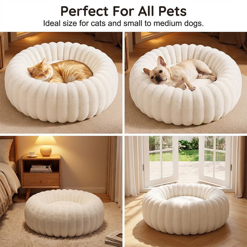 🐾 Panier Rond Ultra-Doux et Apaisant pour Chats et Chiens ✨🛌 - Bord Surélevé | Rembourrage Orthopédique | Peluche Premium | 5 Couleurs | 6 Tailles | 50% DE RÉDUCTION
