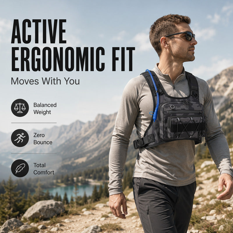 🚴‍♂️🥤✨Gilet Tactique avec Poche Avant, Compatible avec Système d'Hydratation, pour Homme