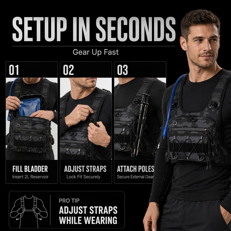 🚴‍♂️🥤✨Gilet Tactique avec Poche Avant, Compatible avec Système d'Hydratation, pour Homme