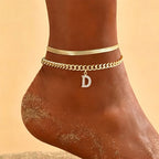 ✨💛 Chaîne de Cheville Dorée Personnalisable avec Initiale – Très Légère en Alliage, Empilable, 26 Lettres – Bijou d'Été Élégant pour Femme 🏖️🔗