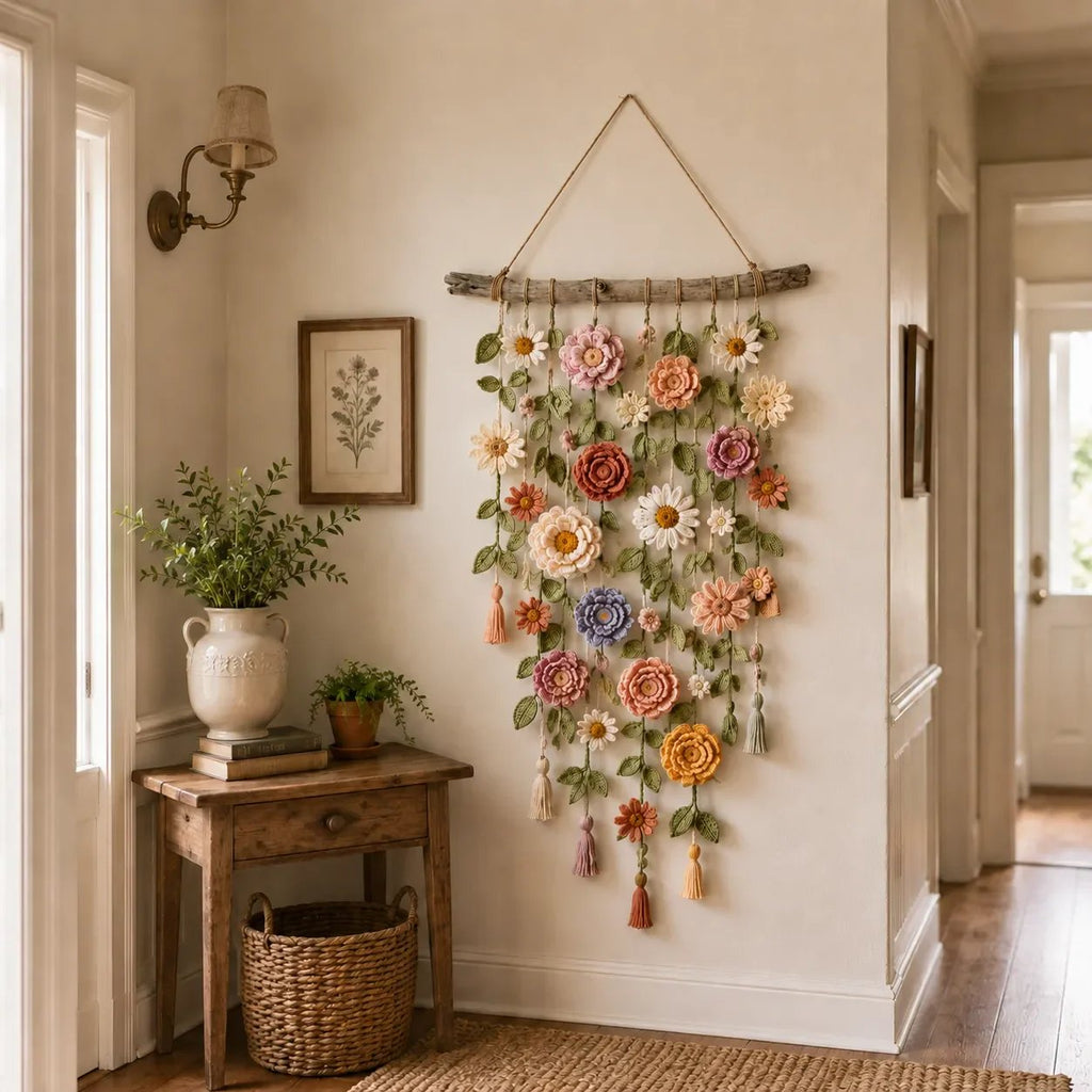 🌸✨ Décoration Murale Bohème au Crochet - Fleur en Cascade 🏡🧶 | Style Cottagecore & Rustique | Fait Main | Plus de 50 000 Vendues | 50% DE RÉDUCTION 🔥