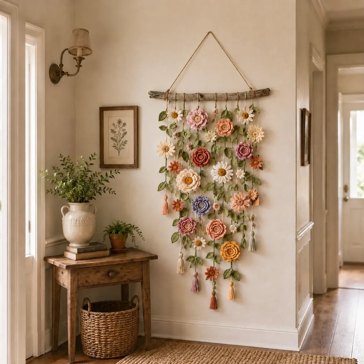 🌸✨ Décoration Murale Bohème au Crochet - Fleur en Cascade 🏡🧶 | Style Cottagecore & Rustique | Fait Main | Plus de 50 000 Vendues | 50% DE RÉDUCTION 🔥