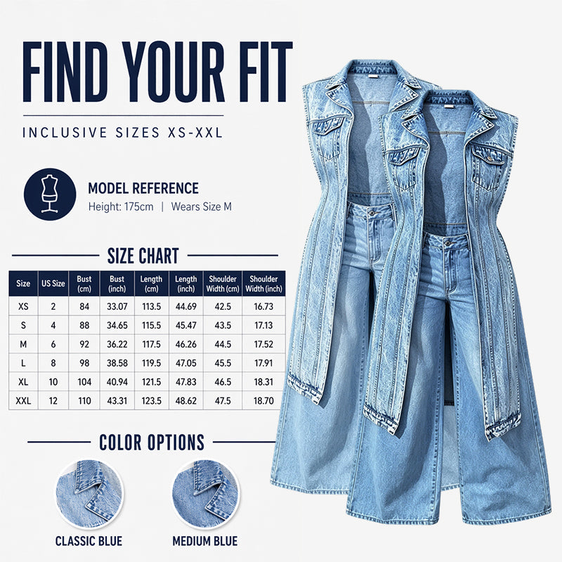 👖 Robe Gilet en Jean Sans Manches avec Fente Haute ✨💎 - Patchwork Avant-Garde | Coton Premium | Ourlet Irrégulier | 2 Couleurs | Tailles S-2XL | 50% DE RÉDUCTION