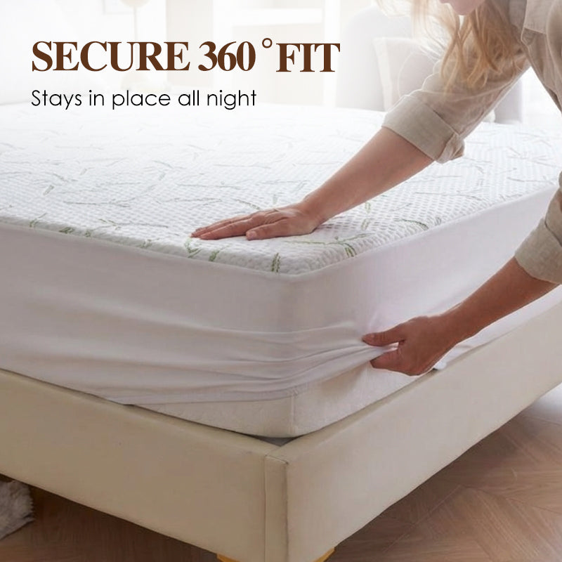 🎋🛏️Protège-Matelas Imperméable en Fibre de Bambou – Surface Douce & Respirante | Protection 100 % TPU | Élastique 360° | Lavable en Machine 💧✨
