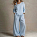 👗 Ensemble Femme Épaules Dénudées en Lin Mélangé ✨🌿 - Design Asymétrique | Pantalon Fluide | 4 Couleurs | Tailles XS-4XL | Élégant & Confortable | 50% DE RÉDUCTION