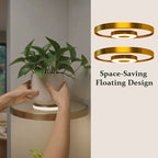 Wall-mounted floating shelf with integrated LED mood lighting