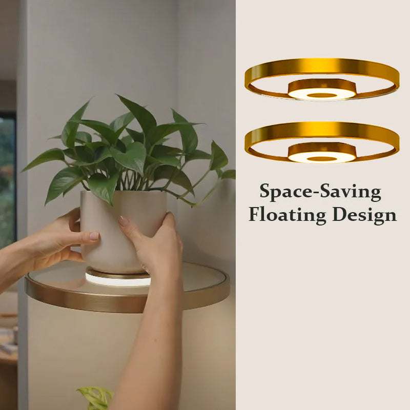 Wall-mounted floating shelf with integrated LED mood lighting