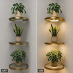 Wall-mounted floating shelf with integrated LED mood lighting